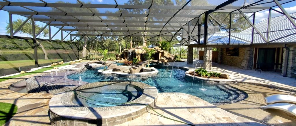 Bartow Lazy River pool with Grotto Waterfall
