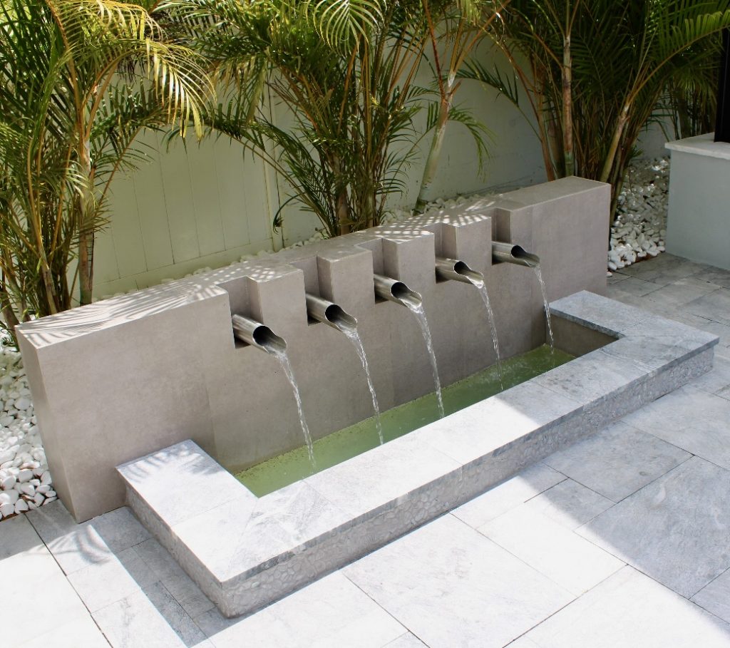 Water Feature with stainless steel scuppers South Tampa